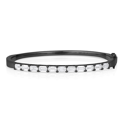 Dominique Cohen black gold 3.45ct emerald cut diamond east-west custom fitted bangle <span class='visuallyhidden'>Text, phone 323-404-2959 for shopping assistance.</span>